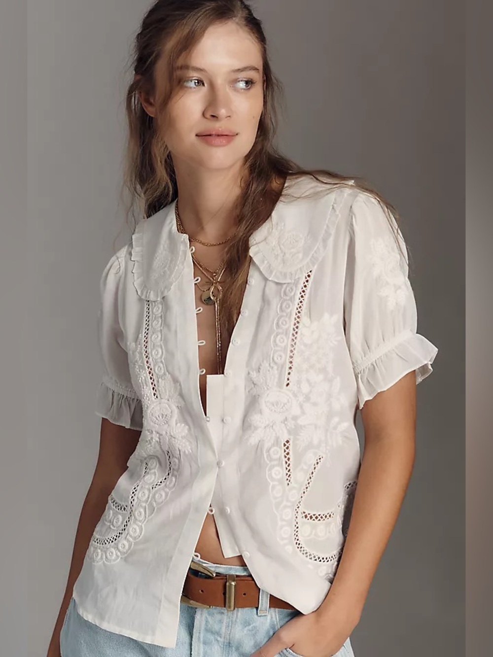 Pilcro Kierra embroidered blouse